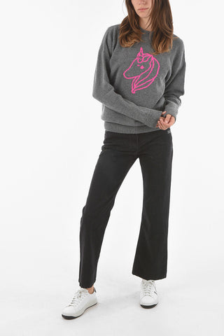 Crew Neck UNICORN Wool and Cashmere Sweater