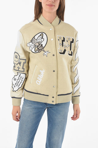 Wool Blend NEW VARSITY Padded Bomber with Patch Details