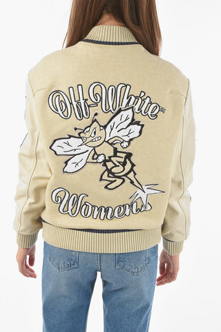 Wool Blend NEW VARSITY Padded Bomber with Patch Details
