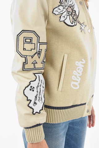 Wool Blend NEW VARSITY Padded Bomber with Patch Details