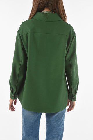 Raw-cut Detailed Wool Blend Overshirt with Double Breast Pocket 