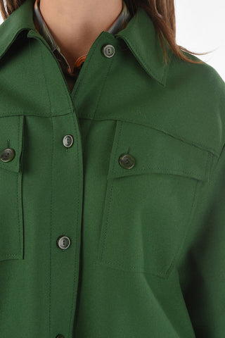 Raw-cut Detailed Wool Blend Overshirt with Double Breast Pocket 