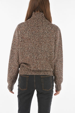Pullover a Collo Alto in Misto Cashmere
