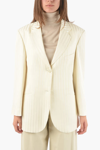 Blazer Foderato Gessato con Spallini Imbottiti
