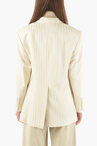 Blazer Foderato Gessato con Spallini Imbottiti