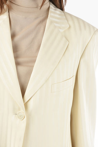 Blazer Foderato Gessato con Spallini Imbottiti