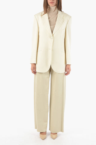 Blazer Foderato Gessato con Spallini Imbottiti
