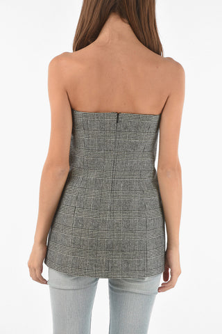 Flanel Tailored Strapless Top with Glen Check Pattern