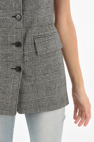 Flanel Tailored Strapless Top with Glen Check Pattern
