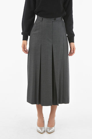 MM1 check Wool Low-rise waist gaucho pants