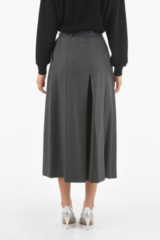 MM1 check Wool Low-rise waist gaucho pants