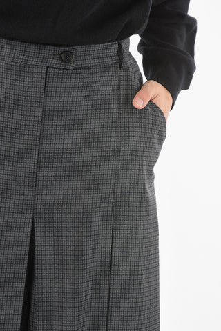 MM1 check Wool Low-rise waist gaucho pants