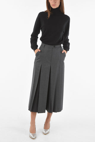 MM1 check Wool Low-rise waist gaucho pants