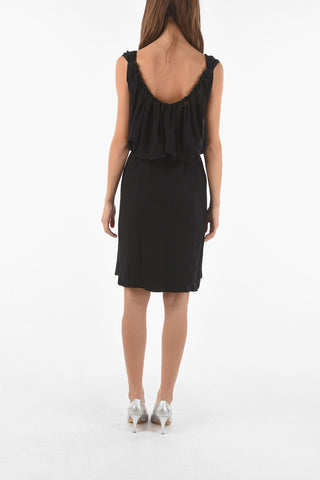 MM1 vestito halterneck midi in seta con sottoveste inerna