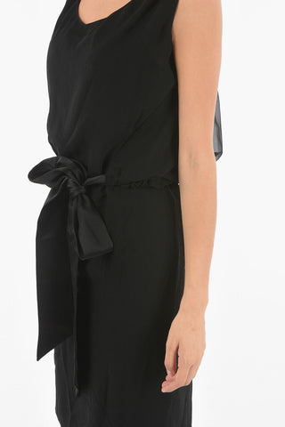 MM1 vestito halterneck midi in seta con sottoveste inerna