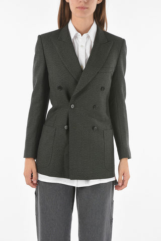MM0 Blazer Doppiopetto in Lana con Rever a Lancia