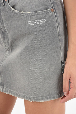 Denim Miniskirt with Lettering Logo Print