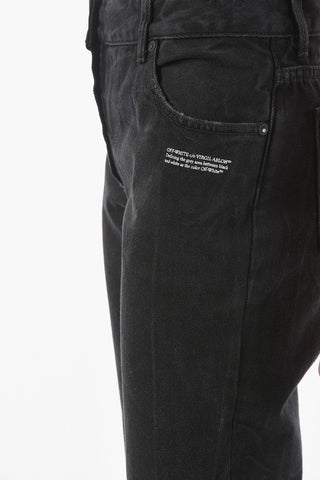 Denim Cropped Flared Jeans with Lettering Logo