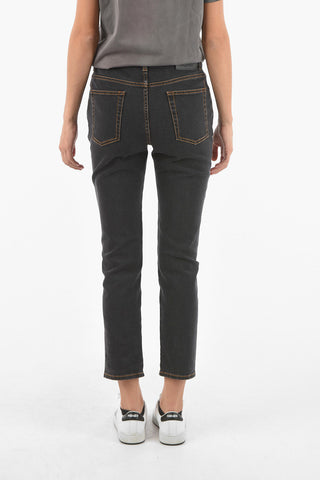 High-waisted Jeans with Contrasting Stitchings