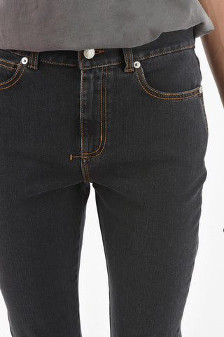 High-waisted Jeans with Contrasting Stitchings