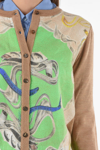 MM0 abstract Printed Cardigan with Silk Detail