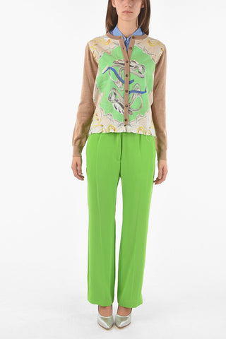 MM0 abstract Printed Cardigan with Silk Detail
