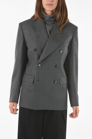 MM4 Double-breasted Peak Lapel Check Blazer
