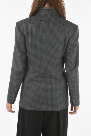 MM4 Double-breasted Peak Lapel Check Blazer