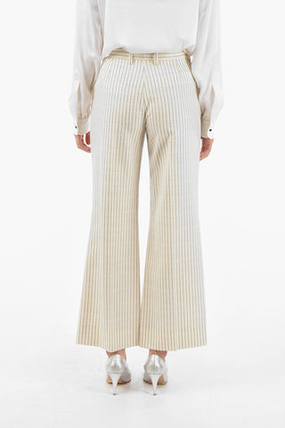 MM4 All Over Logo Wool Palazzo Pants