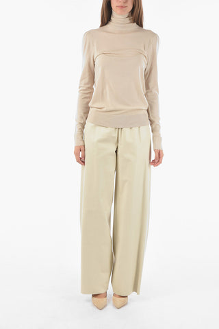Turtleneck Wool Sweater with Scalloped Sleeves