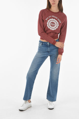 SEE BY Crew Neck Printed Fleece Cotton Sweatshirt