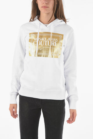 COUTURE Lamè Printed Logo Fleece Cotton Hoodie