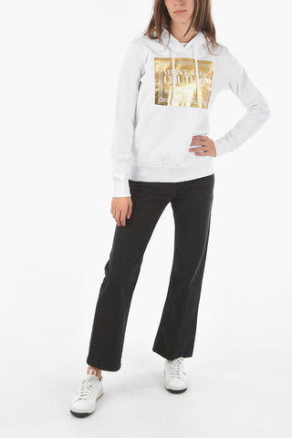COUTURE Lamè Printed Logo Fleece Cotton Hoodie