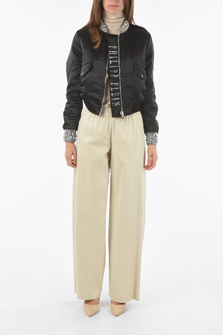 COUTURE Logoed Detail I ALMOST DO Satin Bomber jacket with Rhinestones