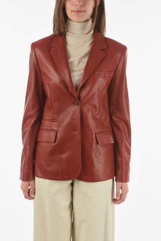 Blazer Foderato in Nappa con Spallini Imbottiti
