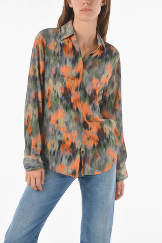 Silk CHINE Shirt with Abstract Print