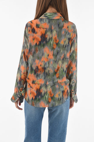 Silk CHINE Shirt with Abstract Print
