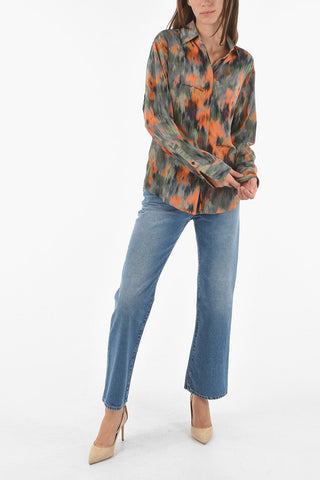 Silk CHINE Shirt with Abstract Print