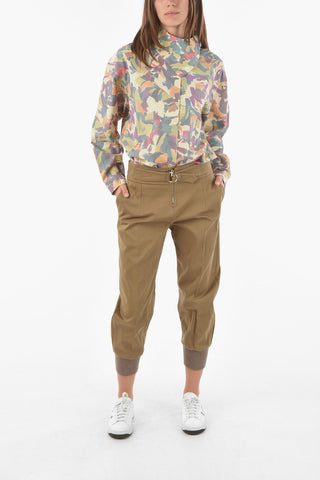 Belted Baggy Pants with Ribbed Knit Hems