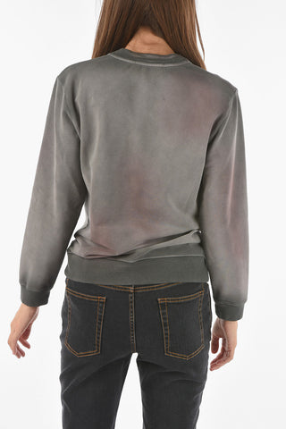 ATHLEISURE Crew Neck Embroidered Stretch Cotton Sweatshirt