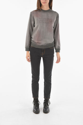 ATHLEISURE Crew Neck Embroidered Stretch Cotton Sweatshirt