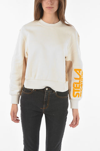 Crew Neck Nylon Detail Sweatshirt with Logo