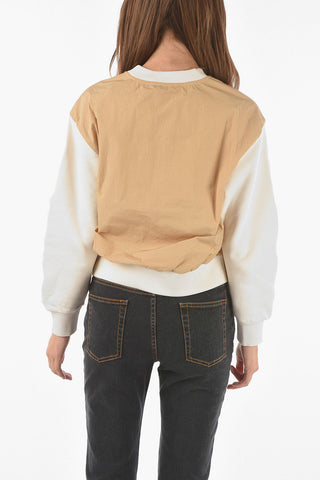 Crew Neck Nylon Detail Sweatshirt with Logo