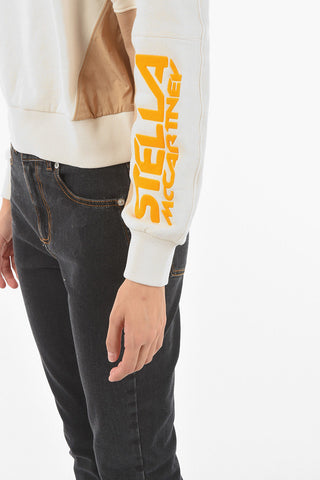 Crew Neck Nylon Detail Sweatshirt with Logo