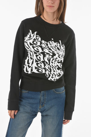MM0 Felpa Girocollo con Maxi Stampa Logo Frontale