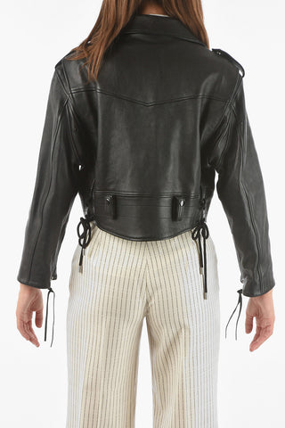 MM1 leather cropped jacket