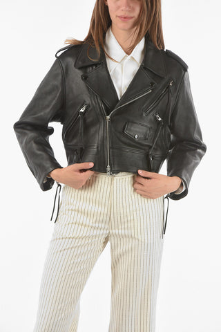 MM1 leather cropped jacket