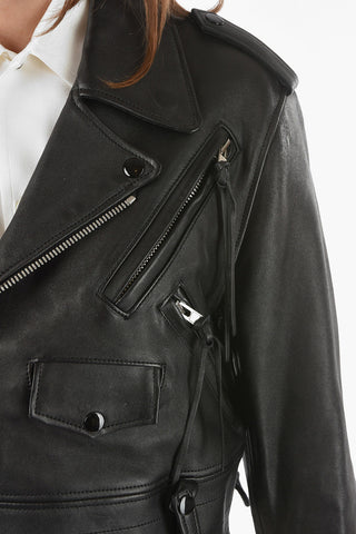 MM1 leather cropped jacket