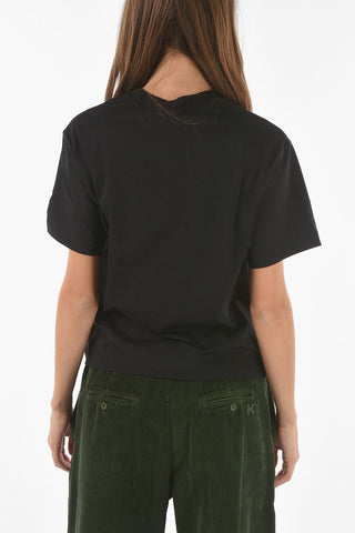 COUTURE Crew Neck Glittered Logo Cotton T-Shirt