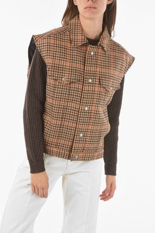 MM1 houndstooth wool sleeveless jacket